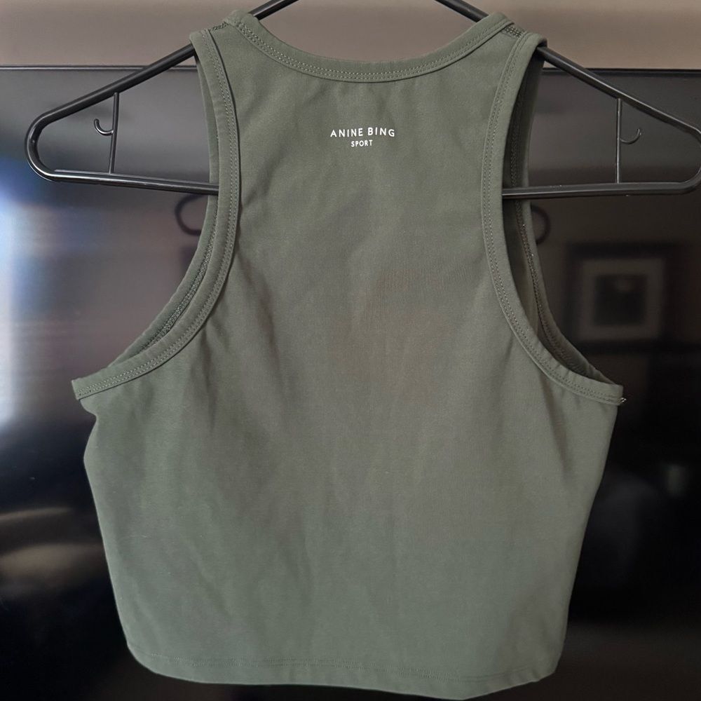 Anine Bing Brett Crop Tank Top Olive Green - Picture 5 of 5
